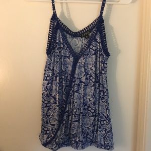 Lucky Brand Faux Wrap Blue Tank Top